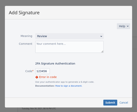 Signing a page with 2FA.