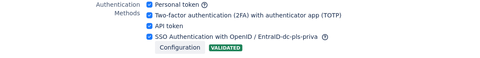 Authentication Methods available on the configuration page.