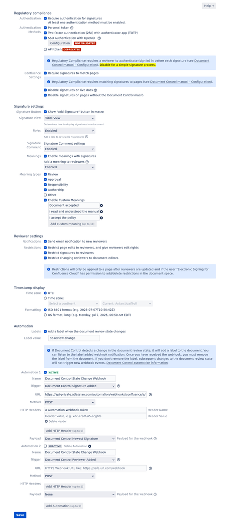 The add-on configuration page.