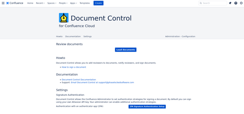 Document Control overview page.
