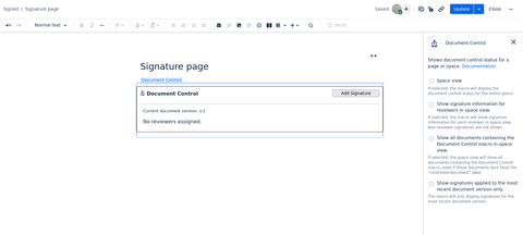 Inserting the Document Control macro.
