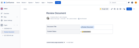 Insert Content Status macro.
