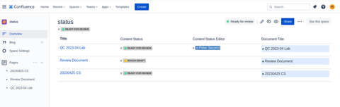 Insert Content Status macro.