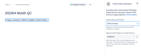 Insert Content Status macro.