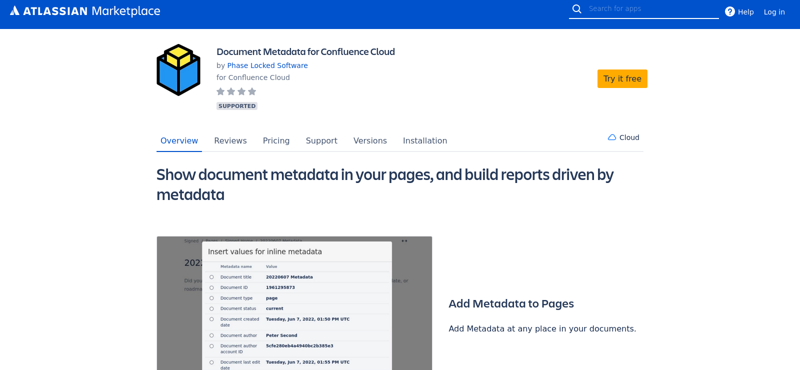 Document Metadata in the Atlassian Marketplace