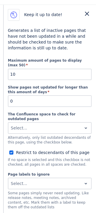 The settings dialog of the addon.